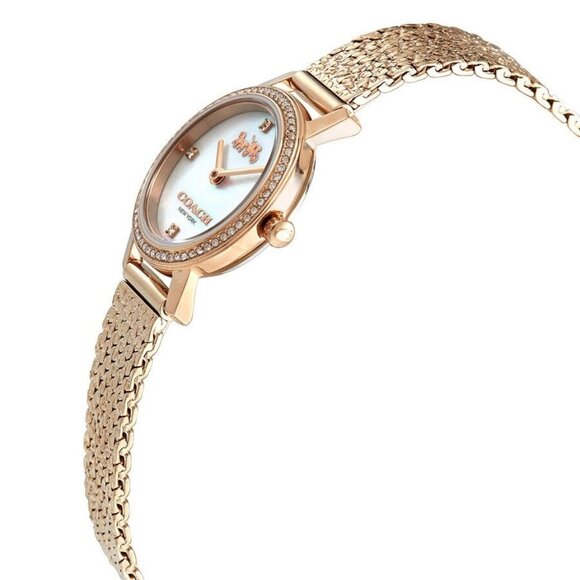 NWT Authentic Coach Audrey Quartz Crystal Mother of Pearl Dial Women's Watch - Picture 2 of 3